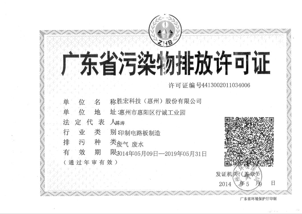 信息公开：3044永利科技2015-2019年排污许可证